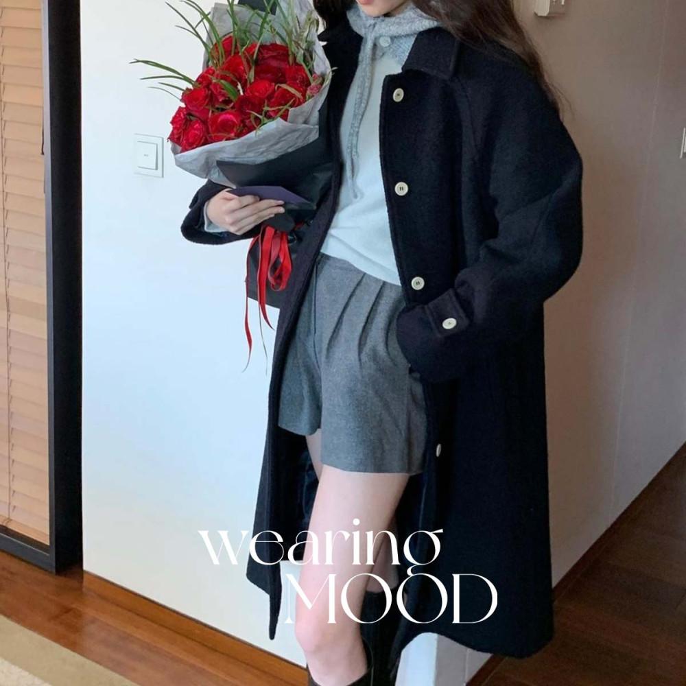 [SALE] riette 리에뜨 브로디 부클 코트 울 싱글 롱 코트 (네이비)