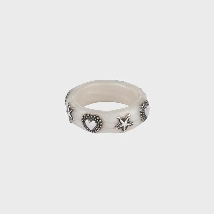 vintage puff ring-white