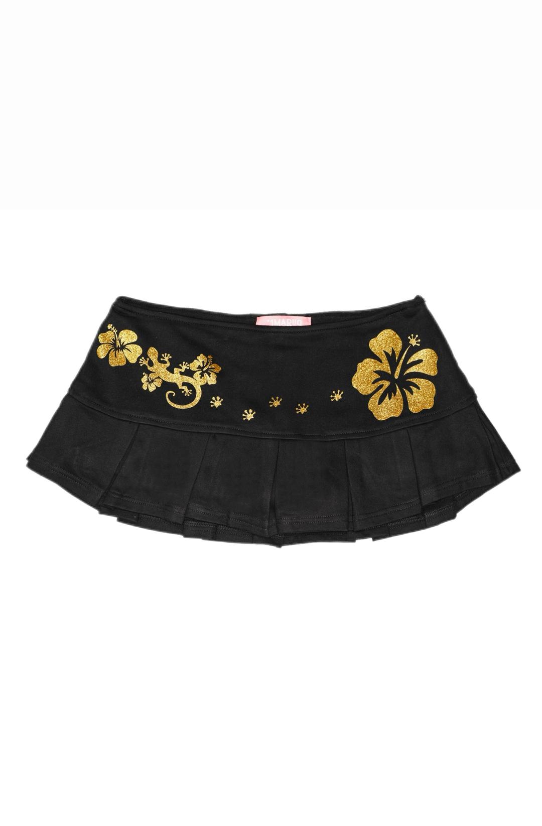 GECKO HIBISCUS PRINT SKIRT (BLK)