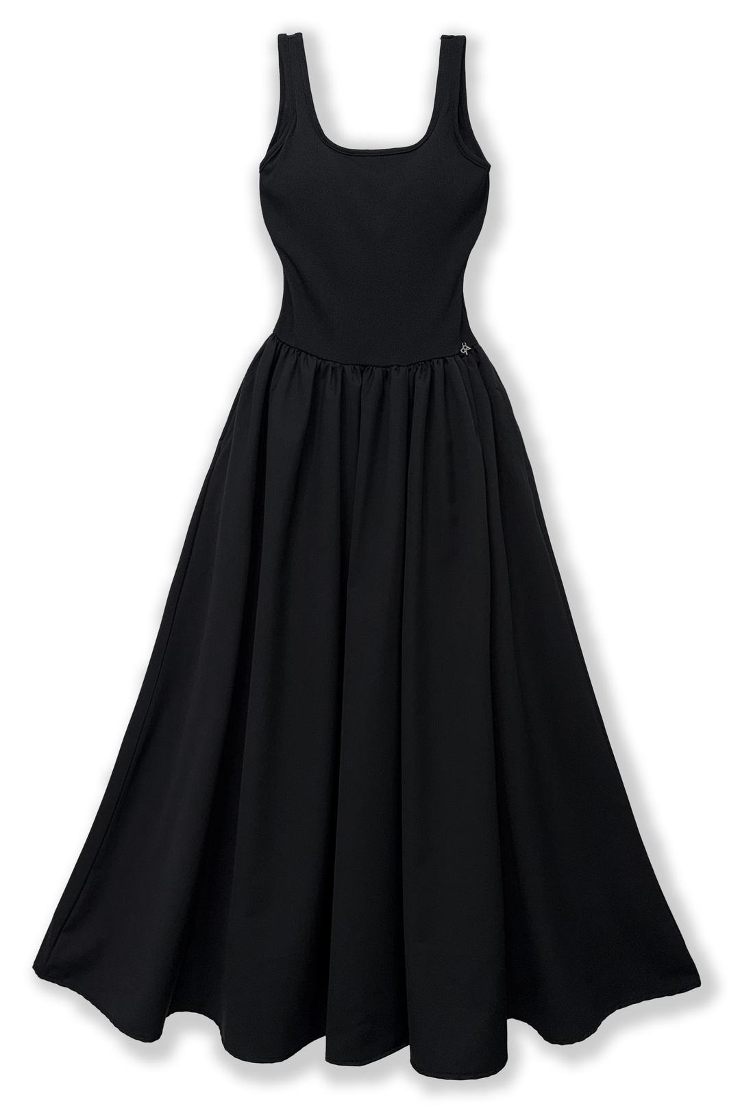 Sleeveless Flared Long One-piece