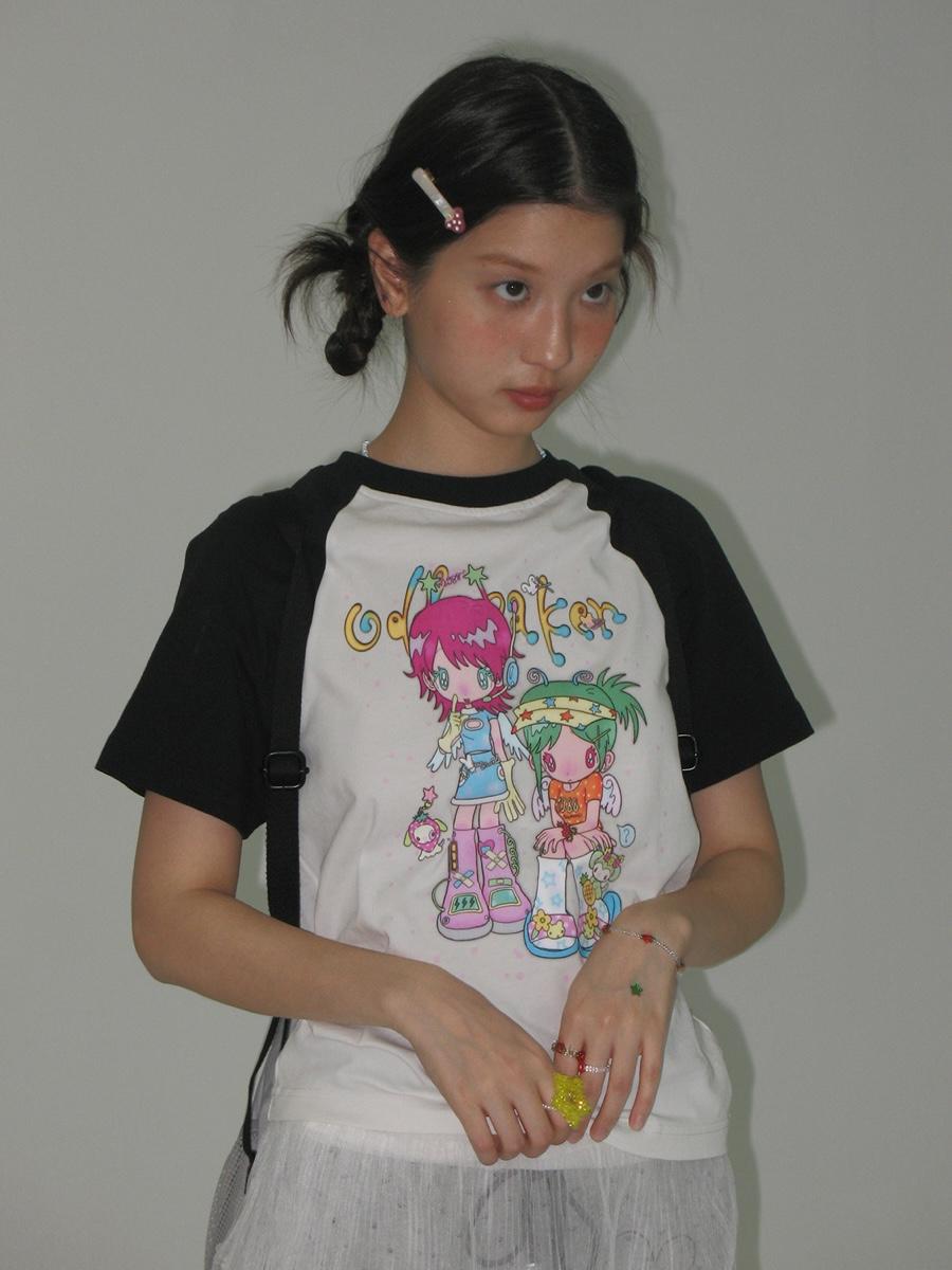ODD MAKER X SUNONEBIRD Illustration Print Raglan T-shirt (3color)