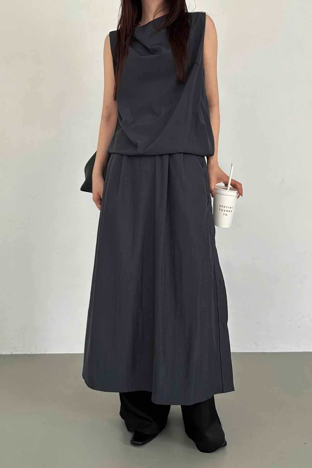 시어링 버튼 스커트 3 colors