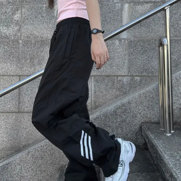 28 고프 라인 트랙 pt (2color) - 스포티,라인,와이드팬츠,트랙팬츠,트레이닝팬츠,나일론팬츠
