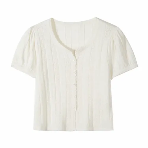 (2color) 펀칭 크롭 반팔 가디건