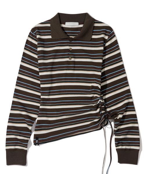 W. 슬림핏 스트라이프 셔링 카라 롱슬리브 [BROWN]_SEWTS014BROWN