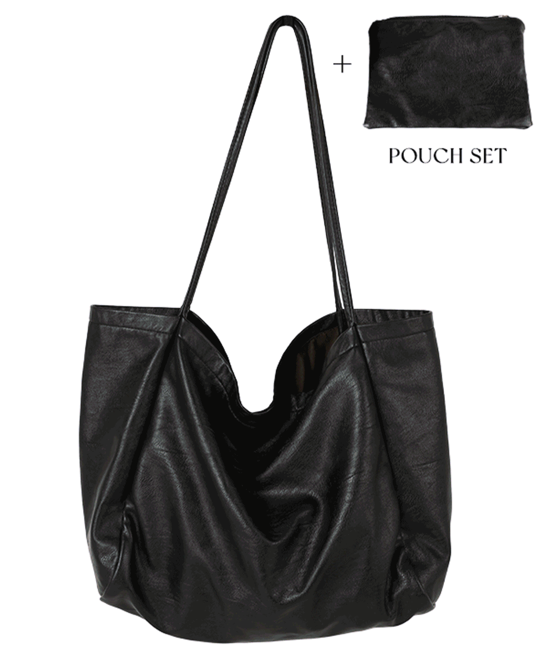 레더 빅 숄더백 파우치 세트 빅사이즈 쇼퍼백 에코백 노트북 수납 가방 휘뚜루마뚜루 보부상가방