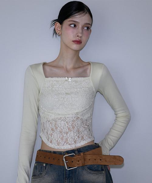 Lace Layered Long Sleeve [Cream Yellow]