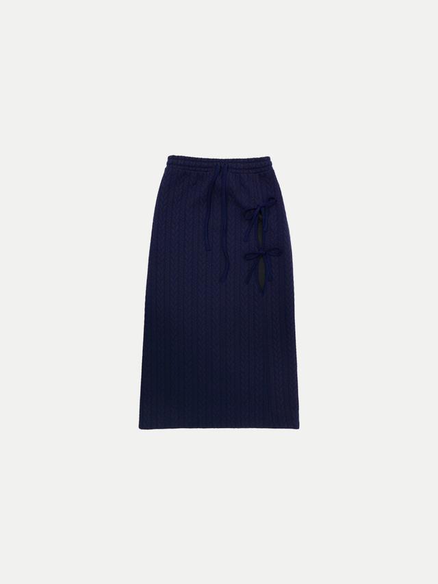 Two Leaves Padding Long Skirt Navy