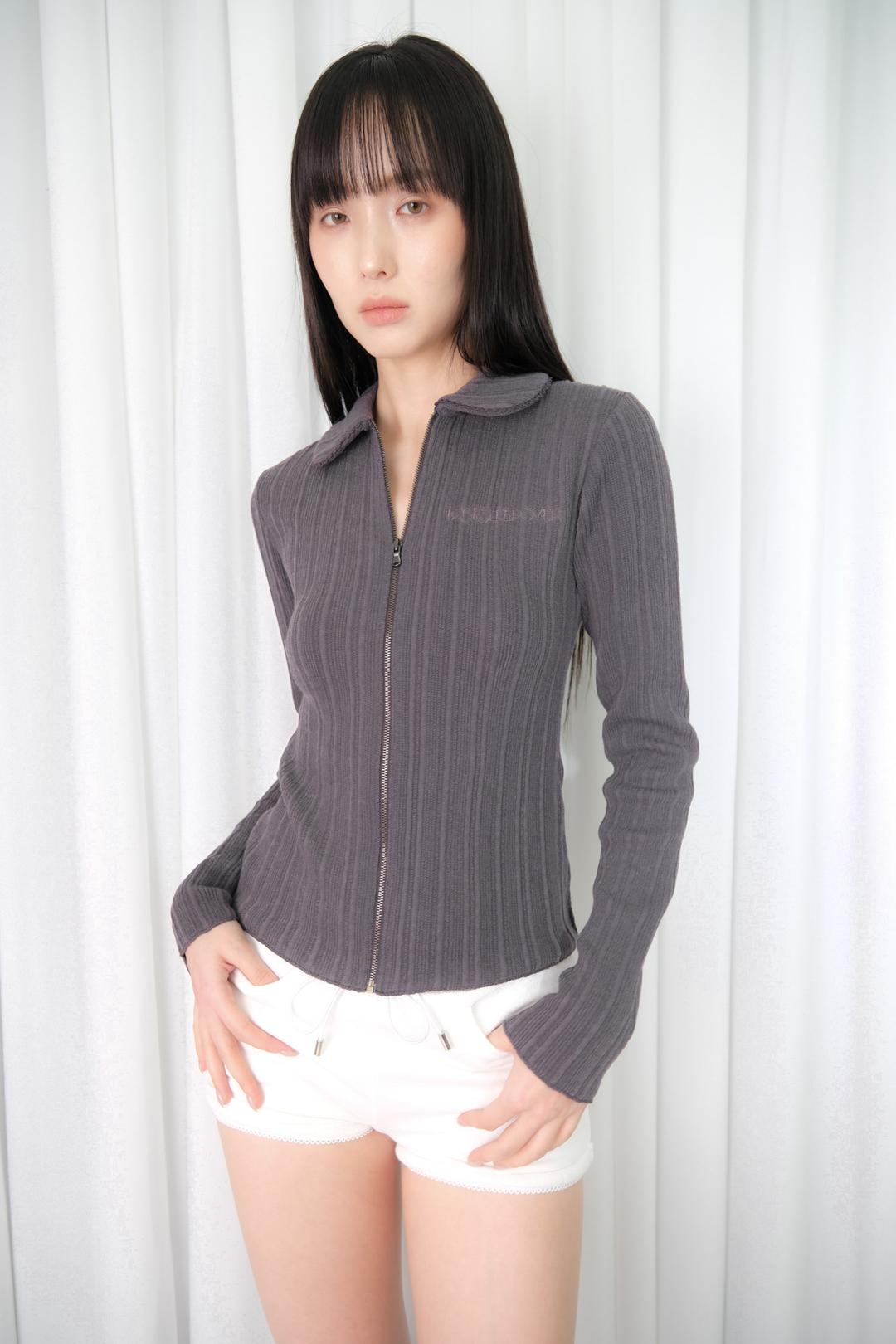 Moonstone Ribbed Zip-Up *Ash Plum