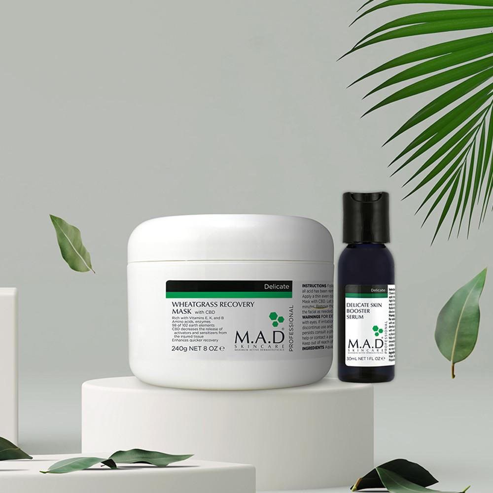 매드스킨 휘트그라스 리커버리 마스크 나뚜루팩 240g 추가 부스터 세럼 30ml