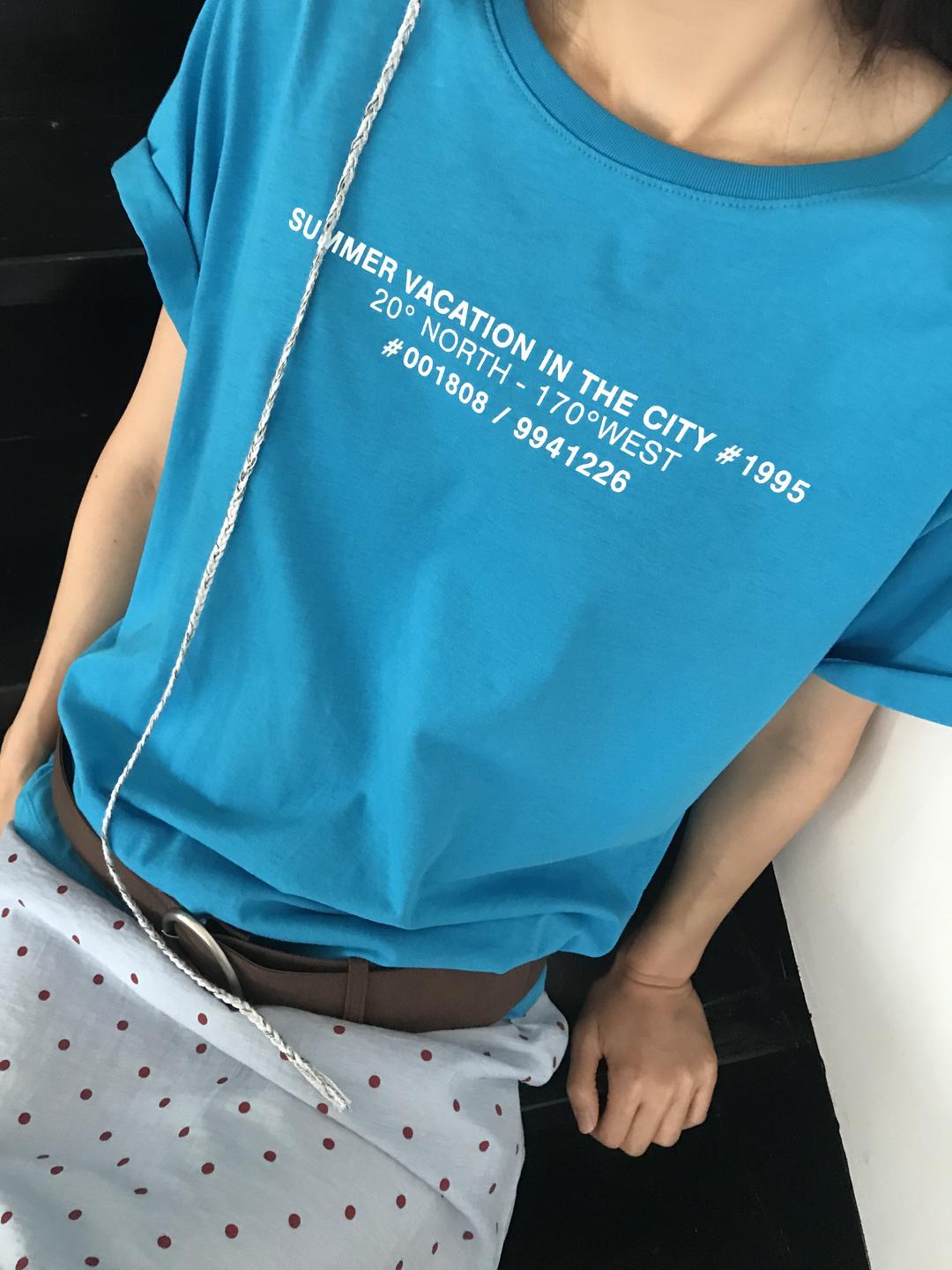 BLUE COTTON HALF T