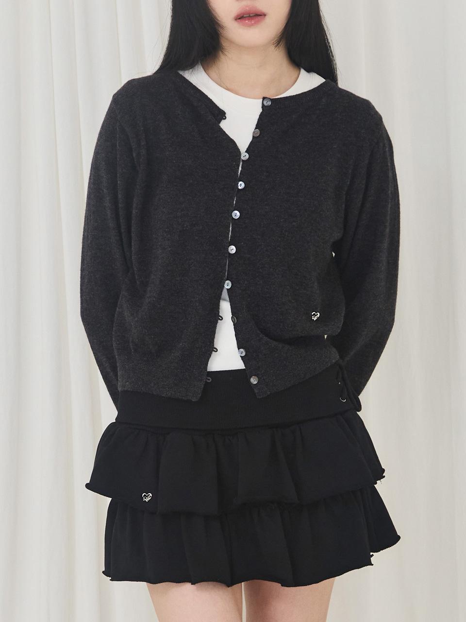 [예약배송 9/19] Ruffle Jersey Skirt (Black)