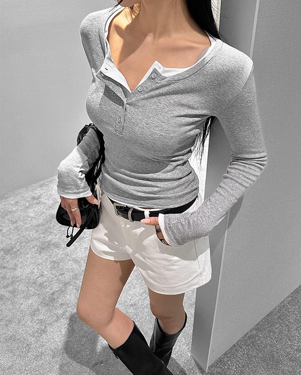 비브앤러브 소프트 헨리 유넥 티셔츠 (*4COLOR)