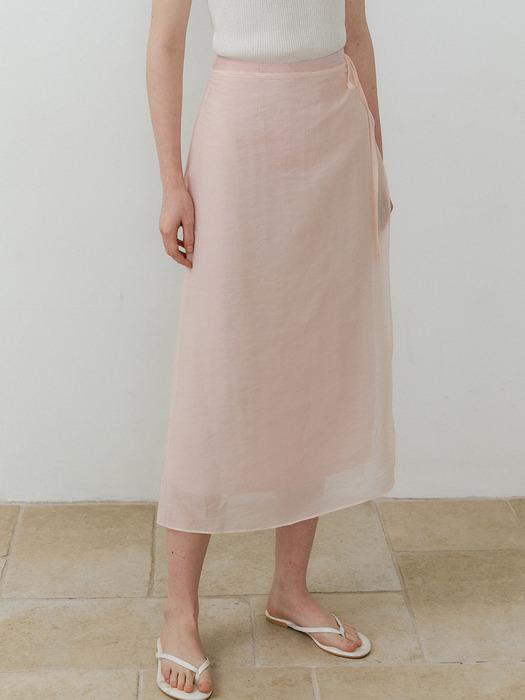 comos 1452 sheer layered wrap skirt (peach pink)