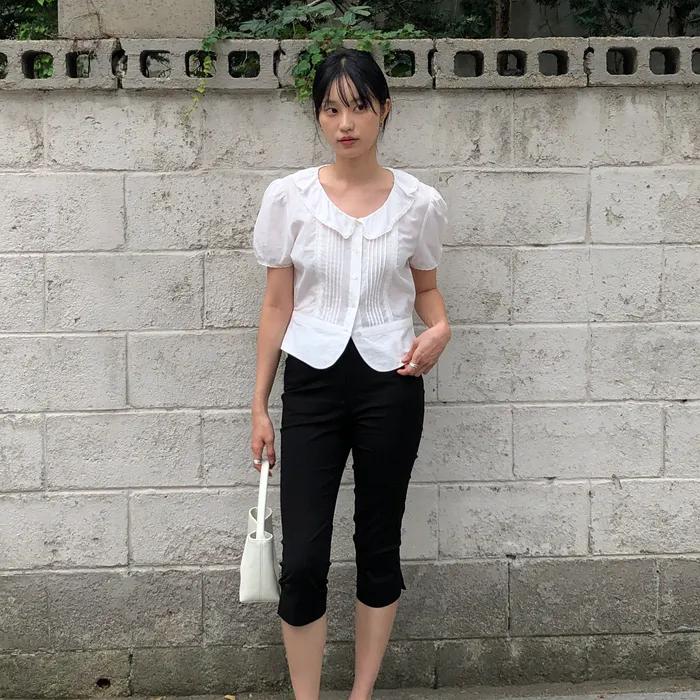 [22nd]Capri Slit Pants_Black