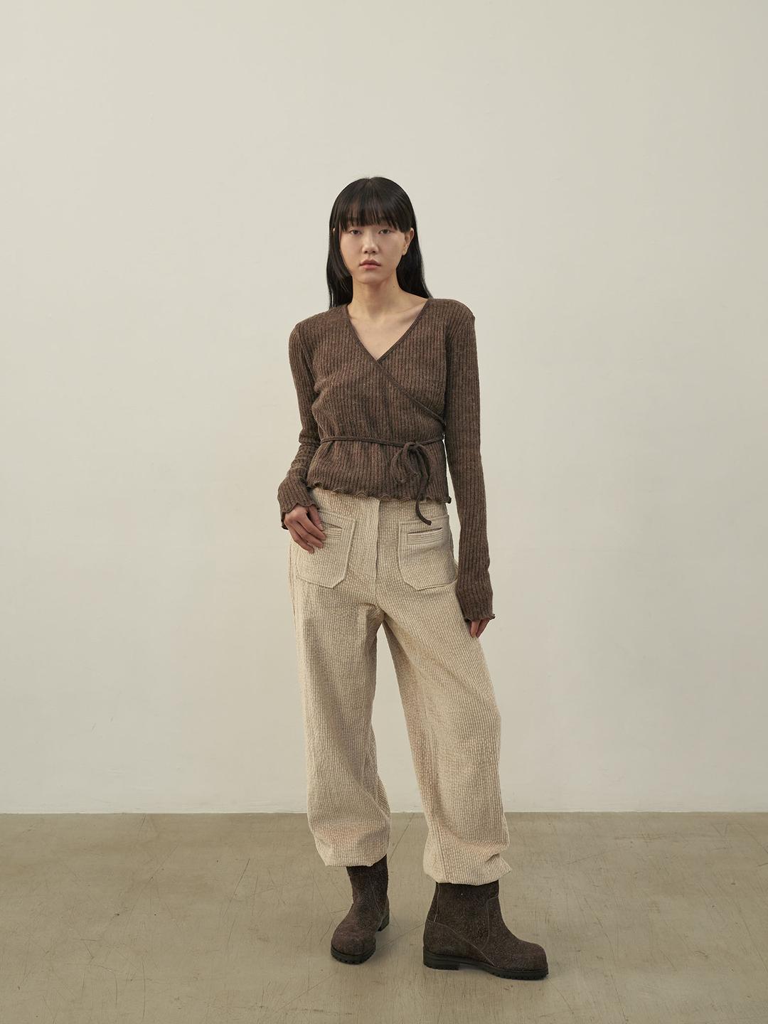 CORDUROY BOOTS-CUT PANTS  [ LATTE ]