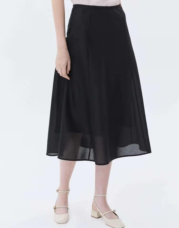 [클리어런스][스테디셀러]블랙 단색 플레어스커트