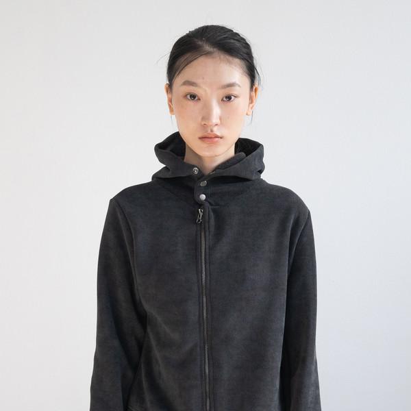 [12/16 순차 출고] Fleece Hood Button Zip-Up (Charcoal)