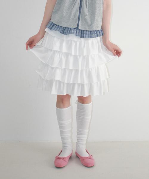 CANCAN TIERED MIDI SKIRT WHITE
