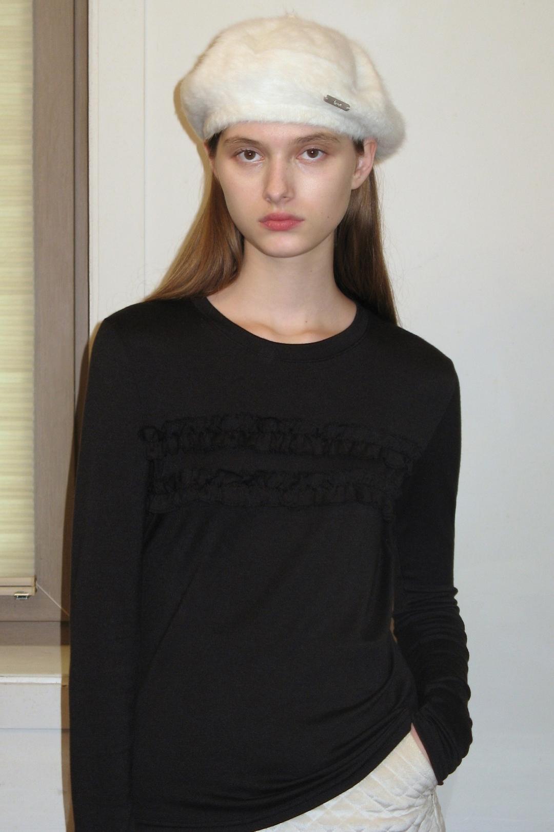 Ruffle Point Long Sleeve (Black)