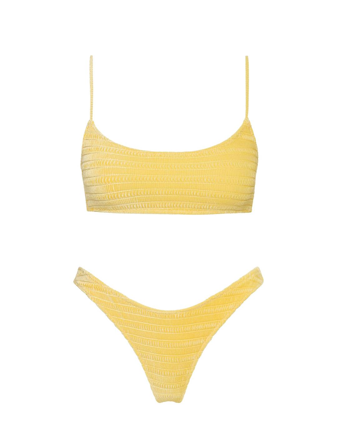 MICA - MACA Yellow Velvet Crop Bikini Set - Top / XXS / Normal