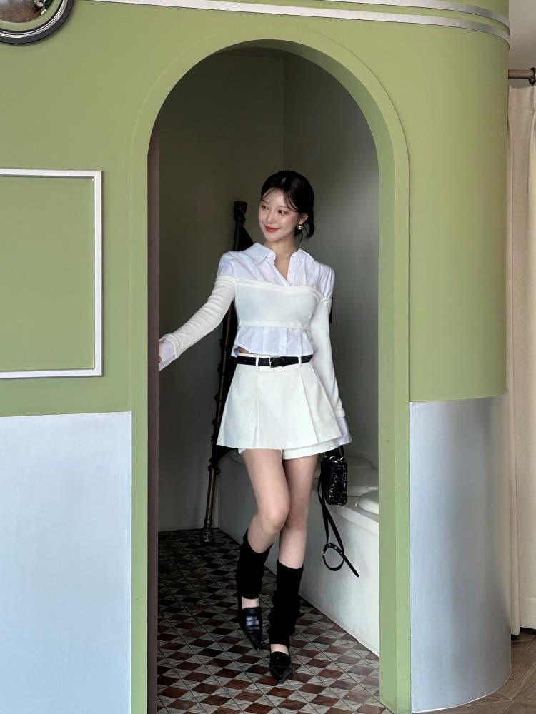 아르 벨트 미니스커트 팬츠 3col 벨트세트 A라인 플리츠 큐롯 반바지 면 뒷밴딩 프레피