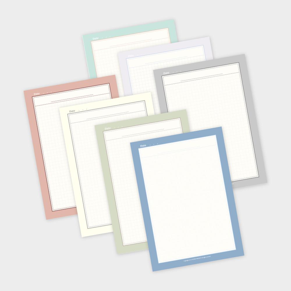 7color A5 떡메 미니 모눈 노트 패드 떡메모지 메모장