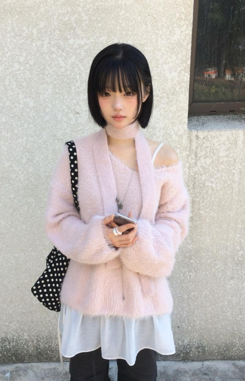 (3 C ᵒ l o🅡) 러브엔 헤어리 머플러 니트