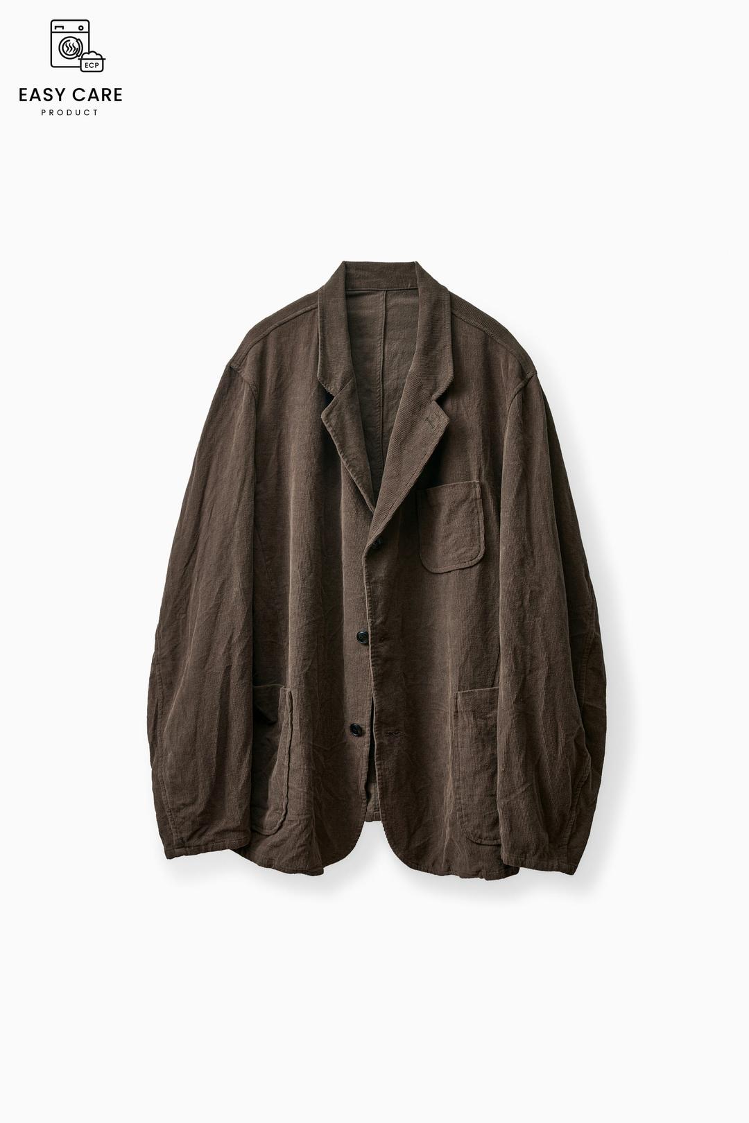 AZUMADAKI DYED CORDUROY SPORTS JACKET BROWN (EASY CARE)