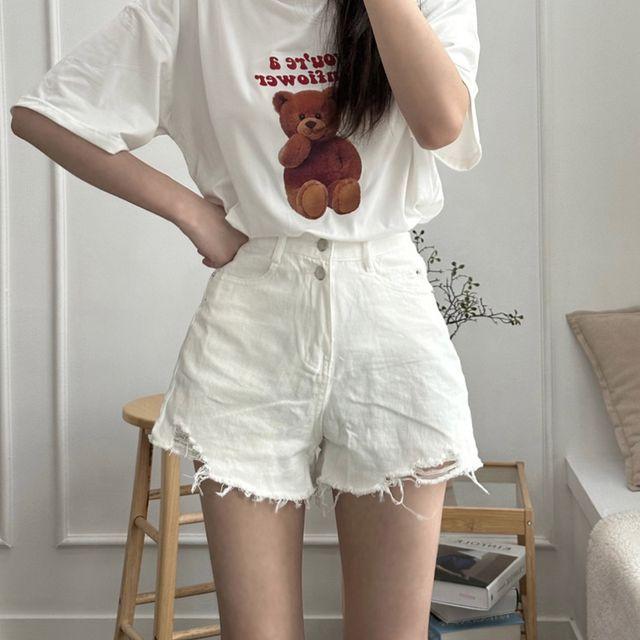 데미지 데님 숏팬츠 반바지 청반바지