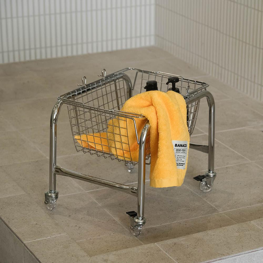 바나코 스테인리스 바스켓 트롤리 카트 이동식 바구니 철제 바퀴