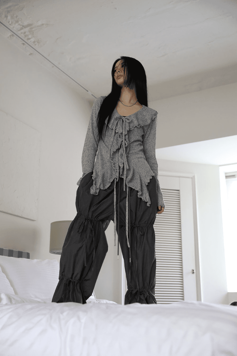 리넨 러플 가디건