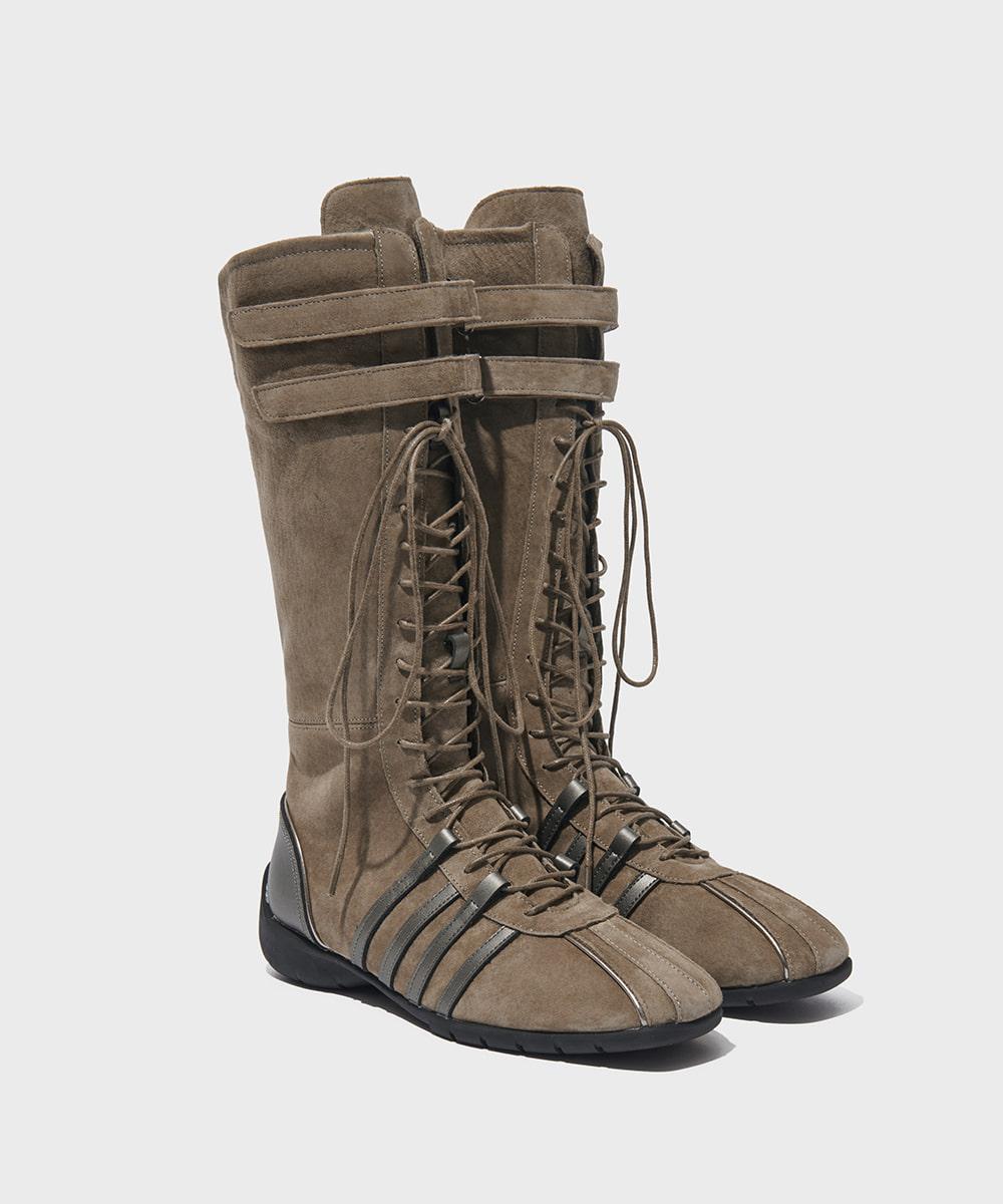 BLISS VELCRO LONG BOOTS - OLIVE