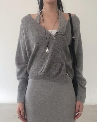mell diagonal alpaca wrap cardigan (3color)