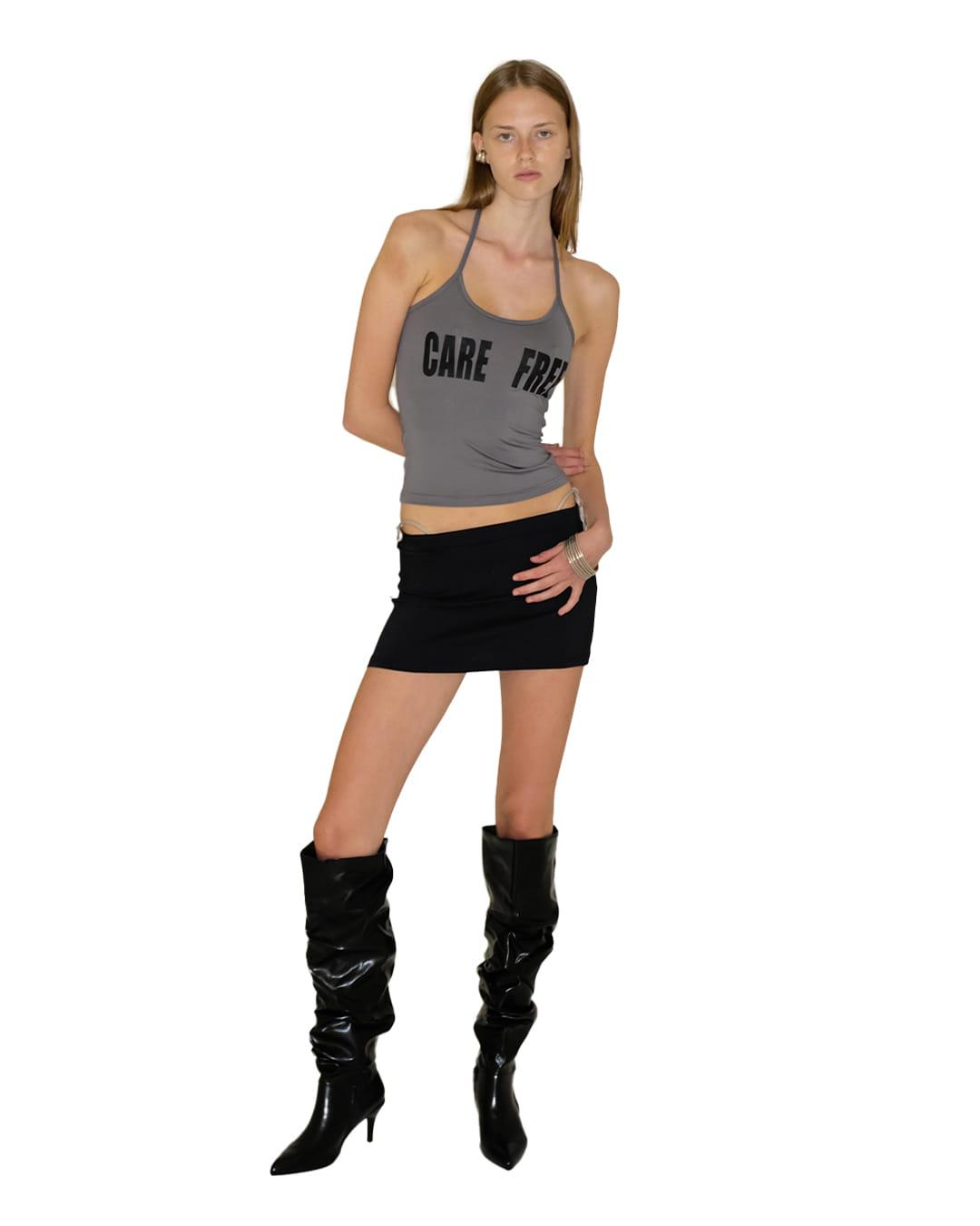 HALTER NECK TANK TOP, GRAY