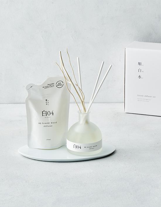 [순백수] 히노키 우디 디퓨저 세트 (본품150ml+리필150ml+리드스틱)
