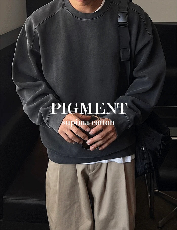 [PIGMENT] 이중지 절개 오버핏 맨투맨 (9color)