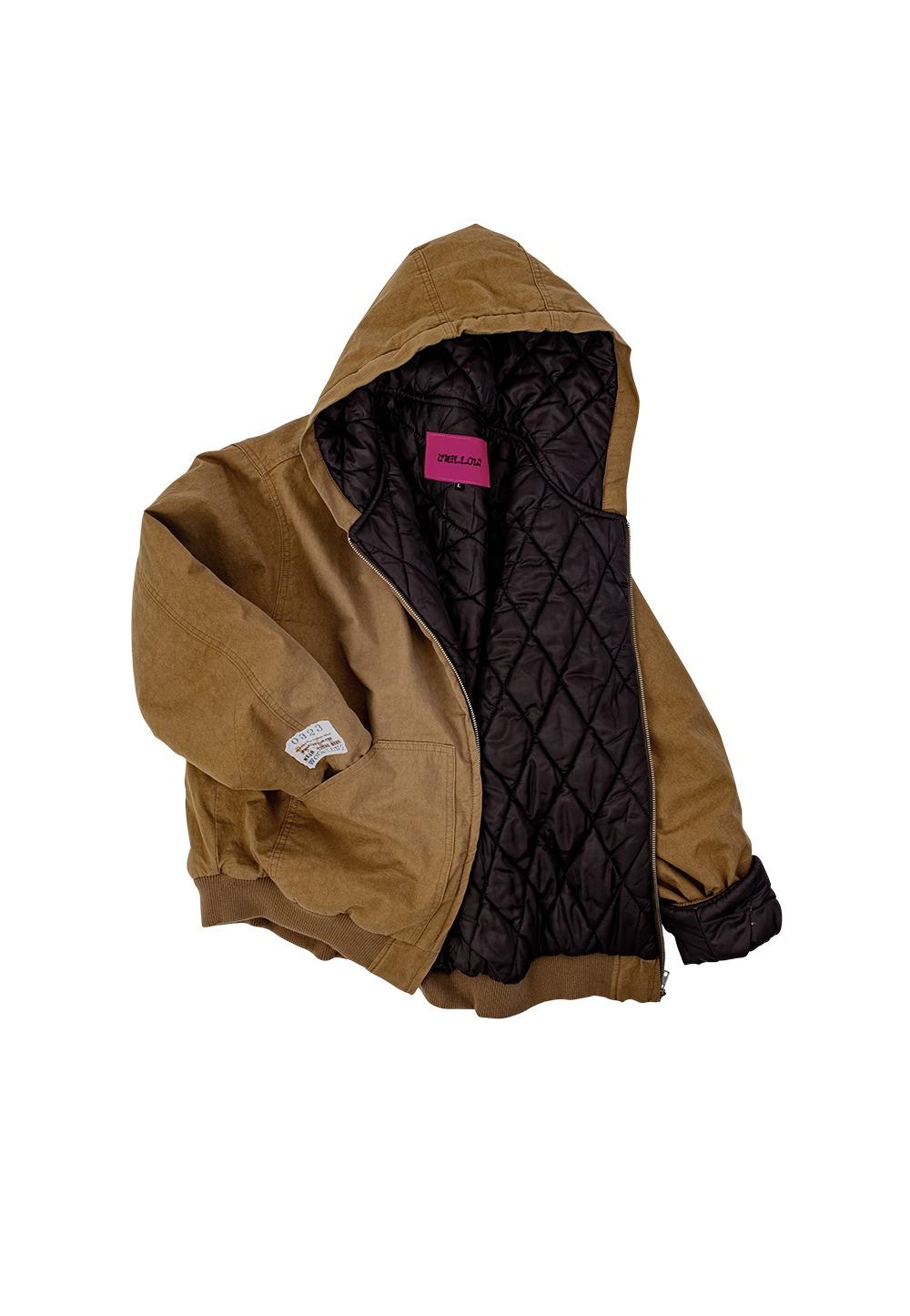 Typo graphic over hood jacket - CAMEL