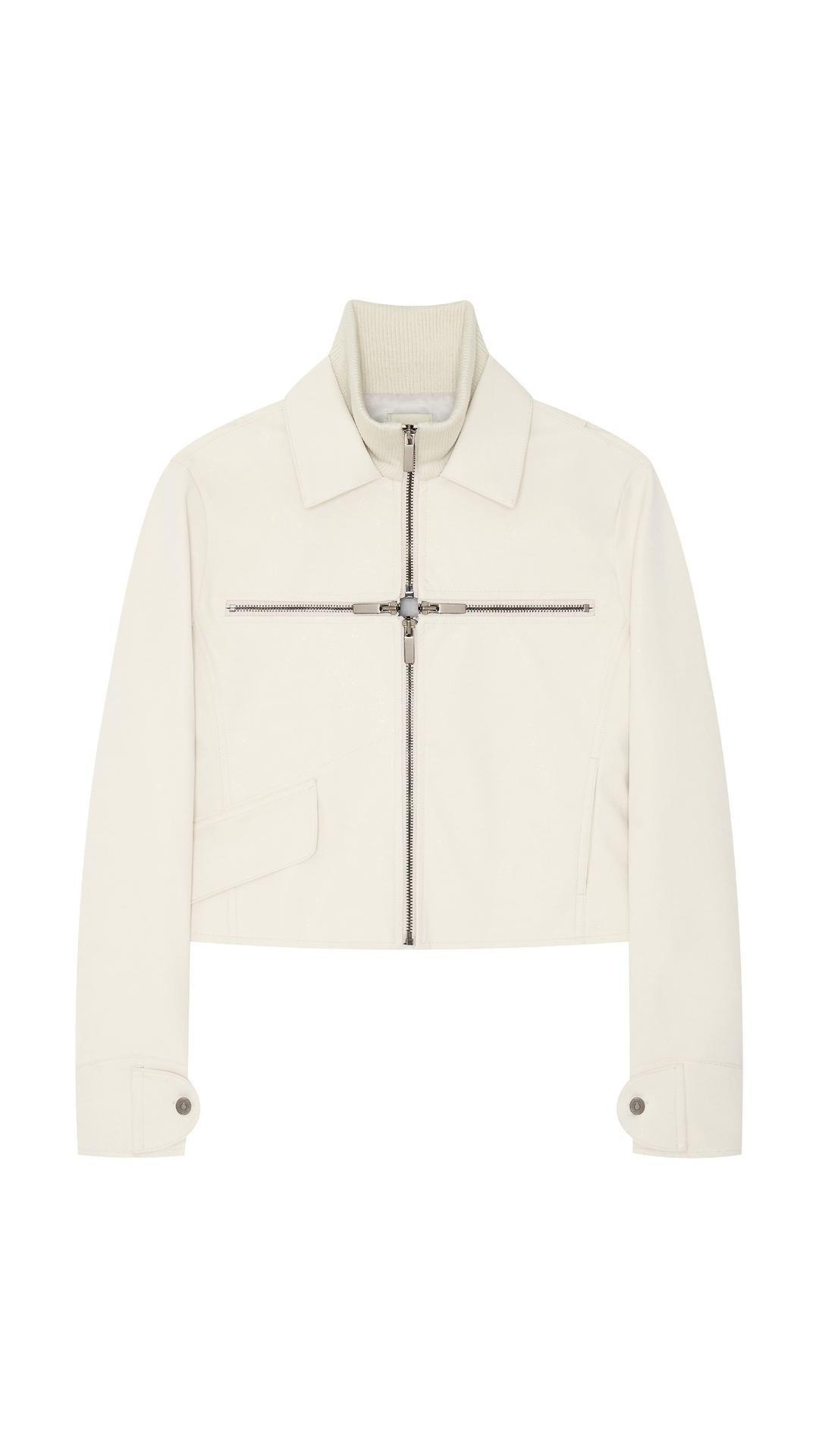 [bonnae] Cross zip leather jacket (Ivory)