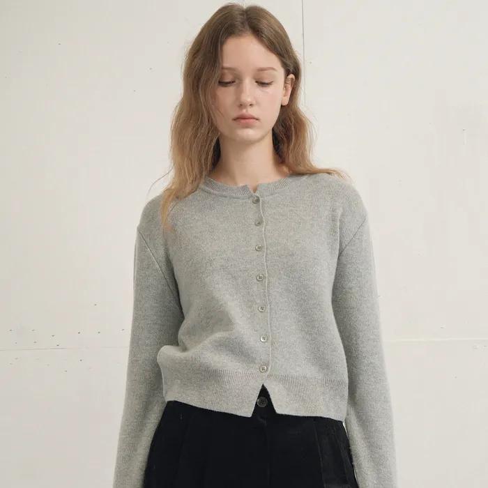 [29CM 단독][15차리오더/윤아착용] Cashmere Round Knit Cardigan (Gray)