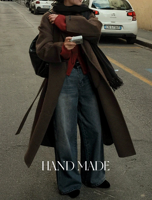 [HANDMADE]엘라린 프리미엄 울 핸드메이드 싱글 롱 코트 (S-L/데일리룩/출근룩/가을아우터/가을코트/브라운코트/데일리코트))