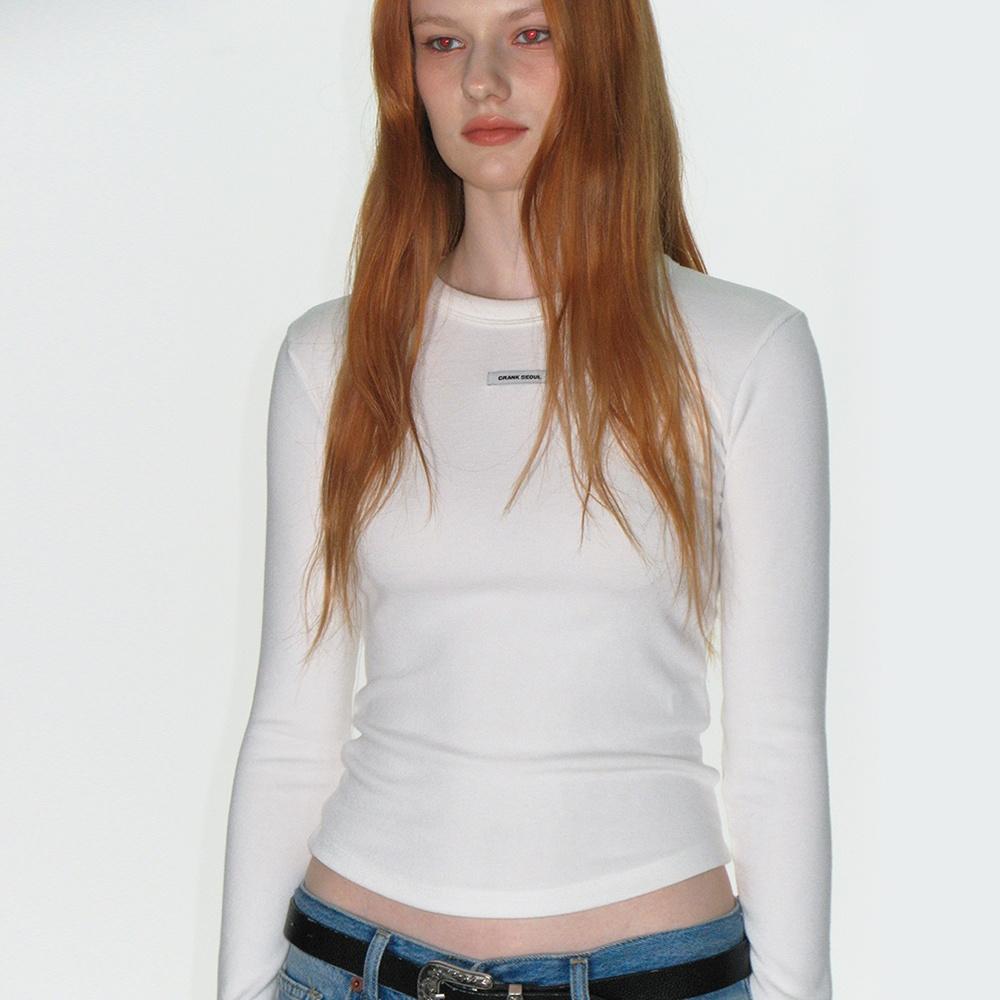 CREW NECK BASIC LONG SLEEVE TOP_WHITE