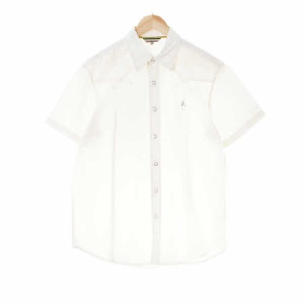 빈폴 크림 면혼방 x스티치반팔셔츠