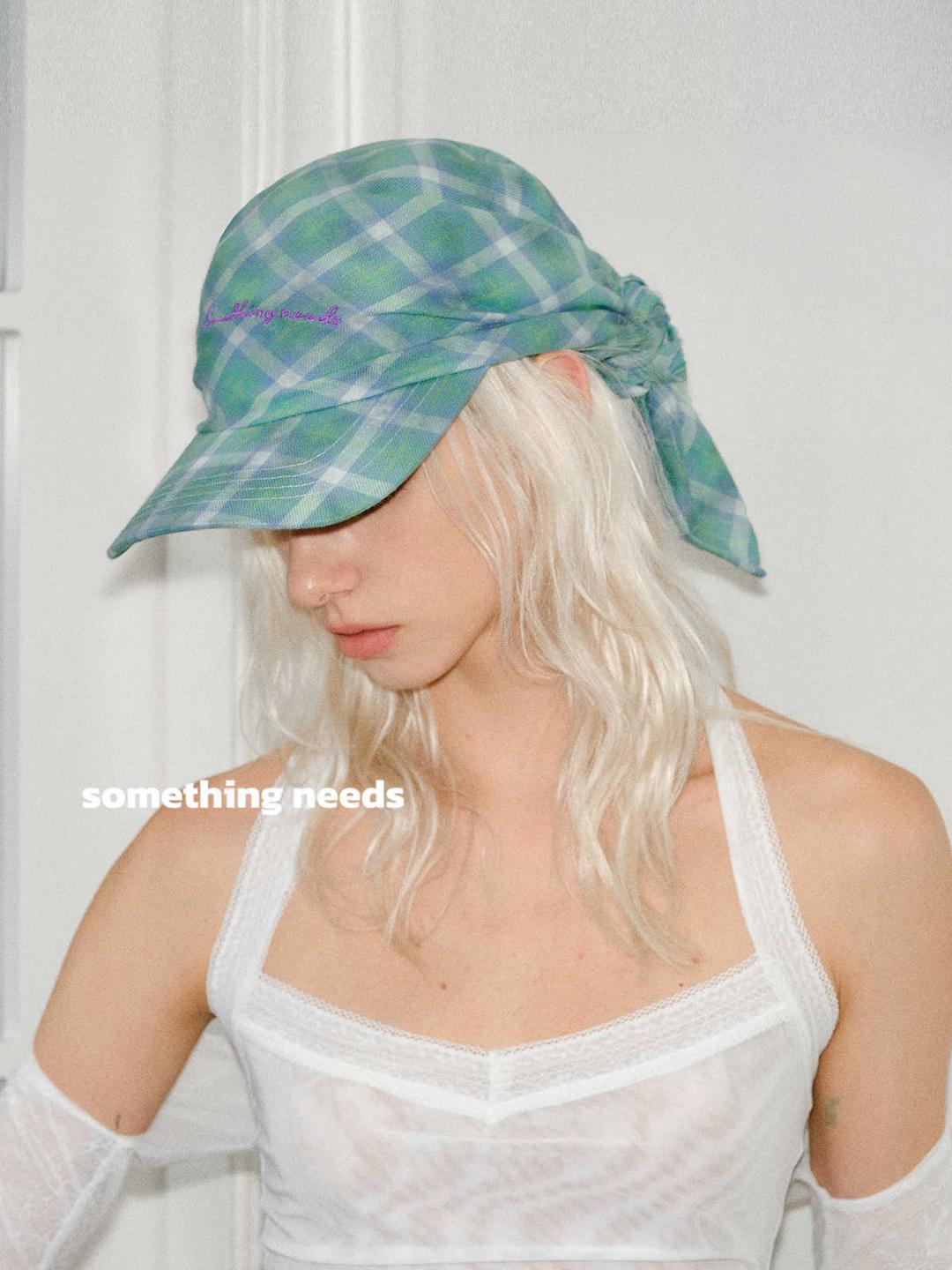 Pillow scarf cap _ Blue striped