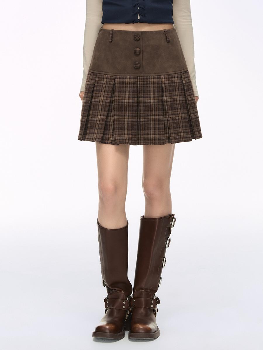 NS76 Classic Tea Brown Pleated Skirt