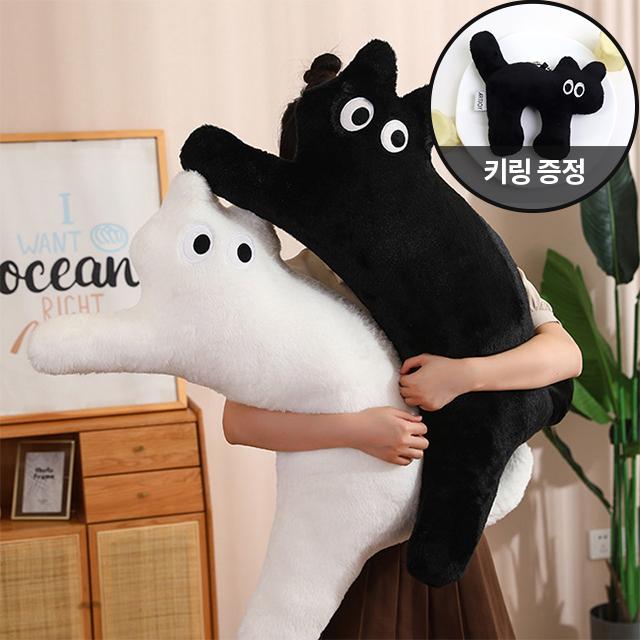 [+인형 키링 증정] 띠용캣 고양이 롱 바디필로우 숙면 베개 애착 쿠션 생일 인테리어 소품 집들이선물 (3colors)