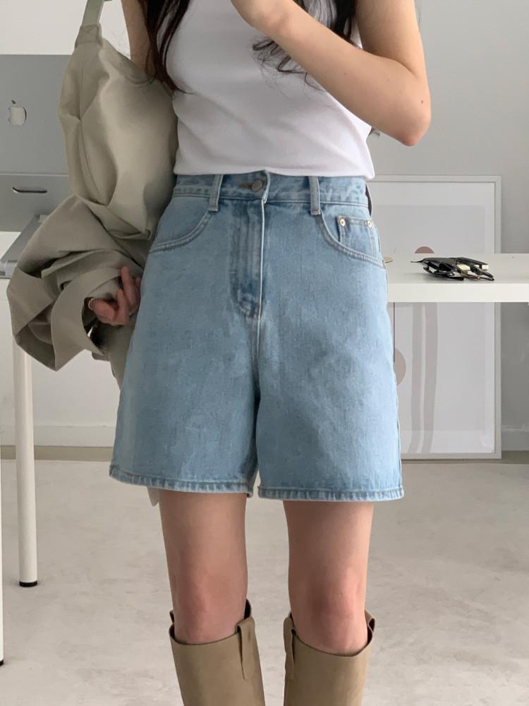 [레귤러 반바지 데님(연청)] 키작은여자 키작녀 청바지