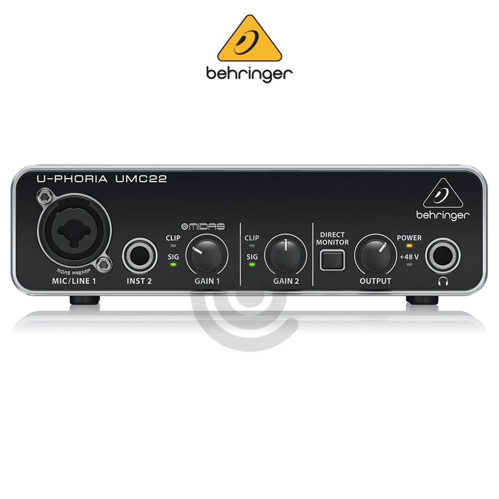 베링거 UMC22 Behringer 홈레코딩 오디오인터페이스 2in 2out MIDAS 마이크프리 입문용 공식수입사 정품