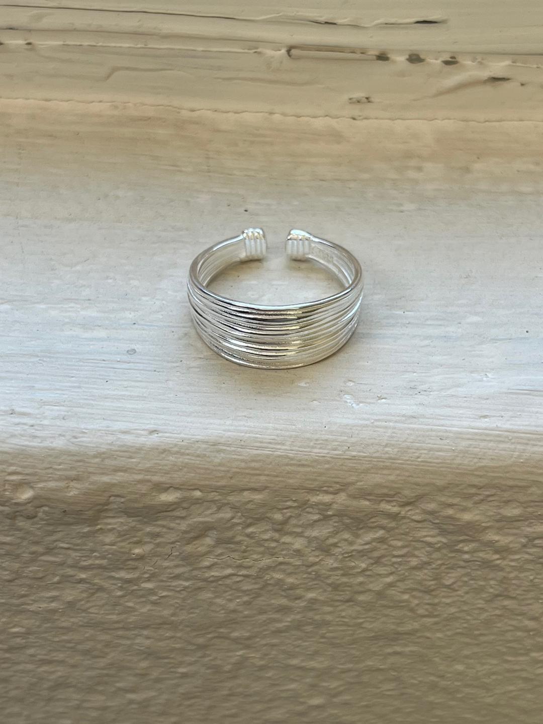 (silver925/18k) Stripe open ring