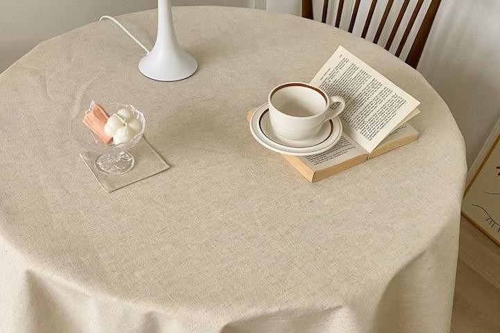 린넨 오트밀 방수식탁보 모던 캠핑 테이블보 2type  9size